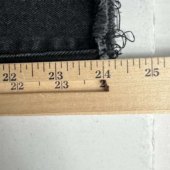 Express Jeans Women 32x24* High Rise Cropped Wide Leg Black Raw Hem Denim Tag 12 - Picture 12 of 16